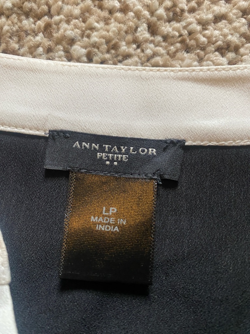 Ann Taylor Black Shift Dress with Cream Trim and Waist Tie - Picture 3 of 7